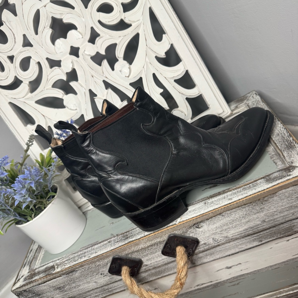 VINTAGE Western Pointed Toe Pull On Ankle Cowboy Boot Size 8.5EE Rodeo - Picture 8 of 16